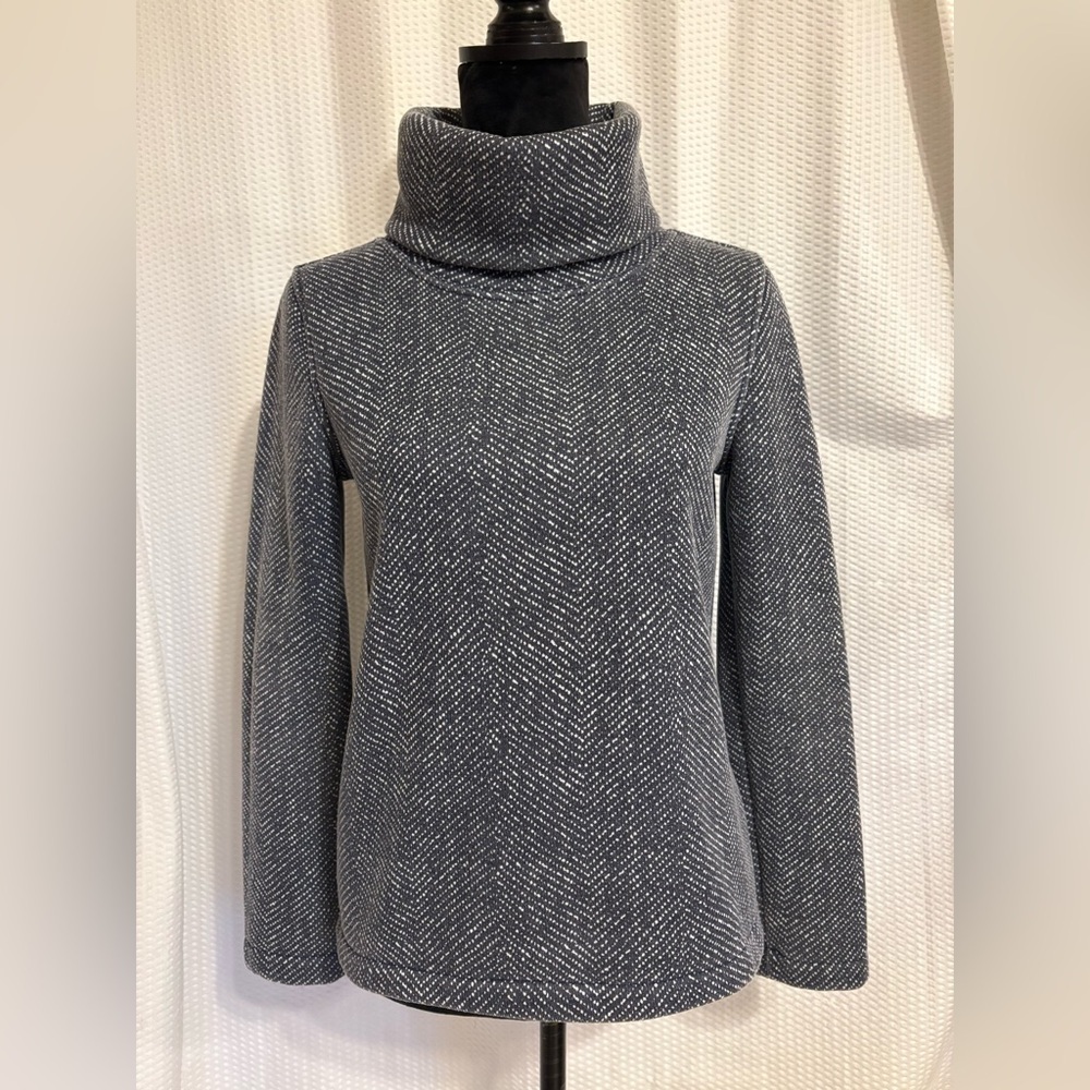 Workshop Republic Clothing blue & white chunky fleece type turtleneck size XS